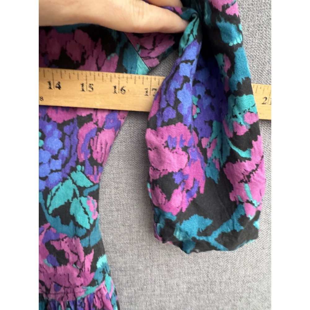 Rabbit Designs Sz 8 Vintage 80's 90's USA Jumpsuit Romper Floral Pink Purple - Picture 7 of 10